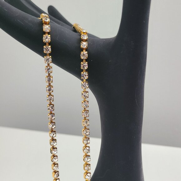 1960's Rhinestone Choker & Clip On Earring Set - Picture 2 of 8